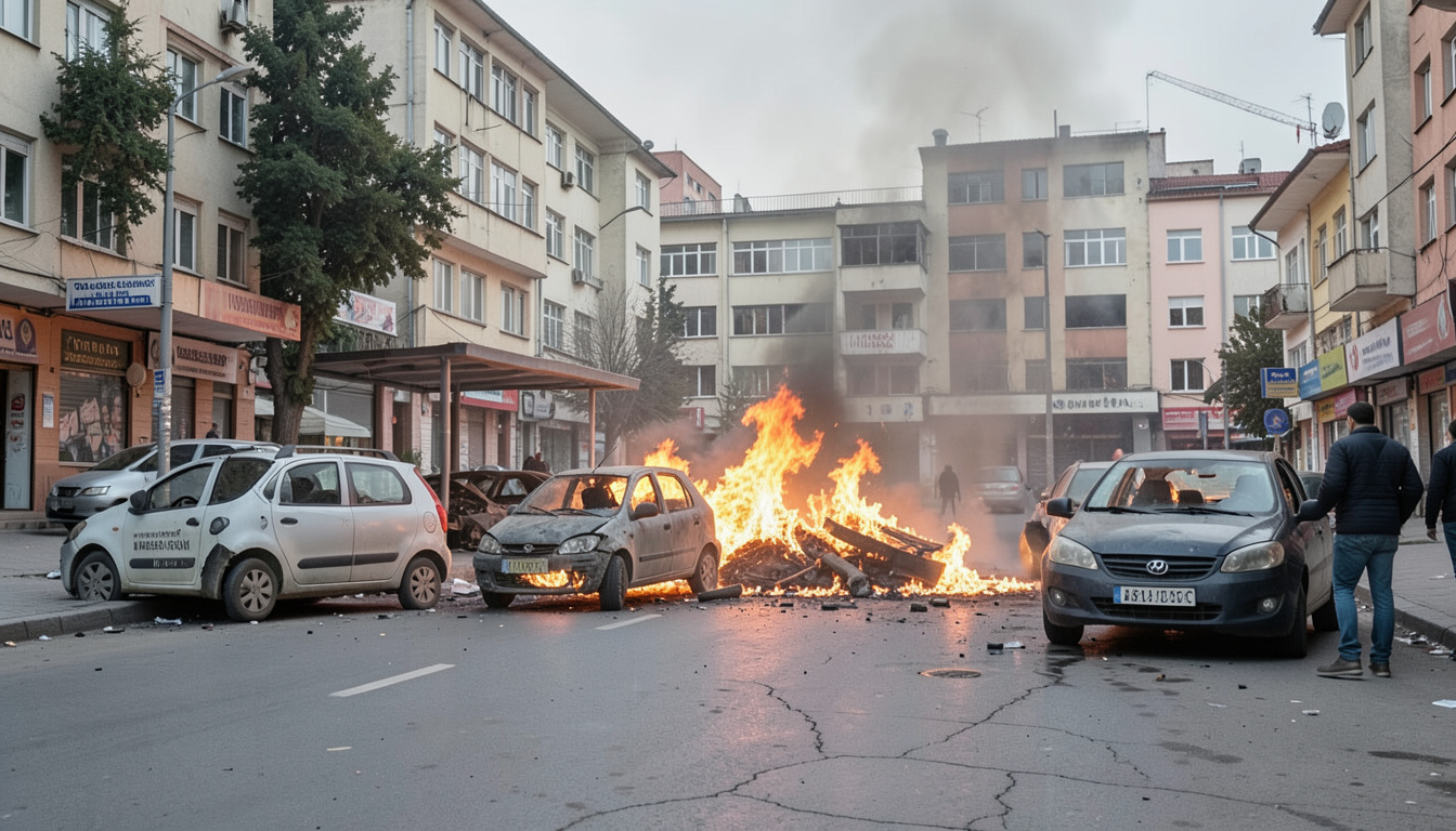 Tokat'ta hastane otoparkında park halindeki araç alev aldı