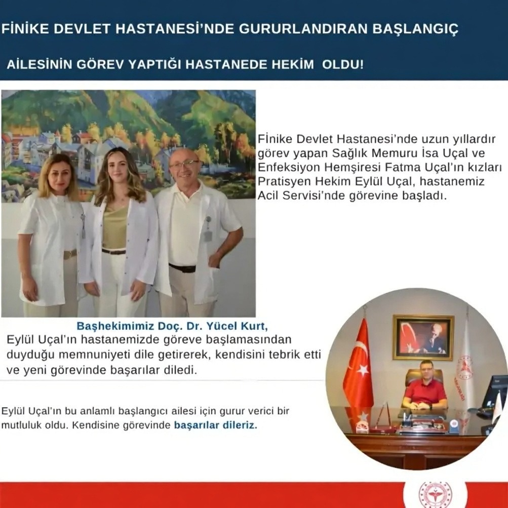 Eylül Uçal anne ve babasının görev yaptığı hastaneye doktor olarak atandı