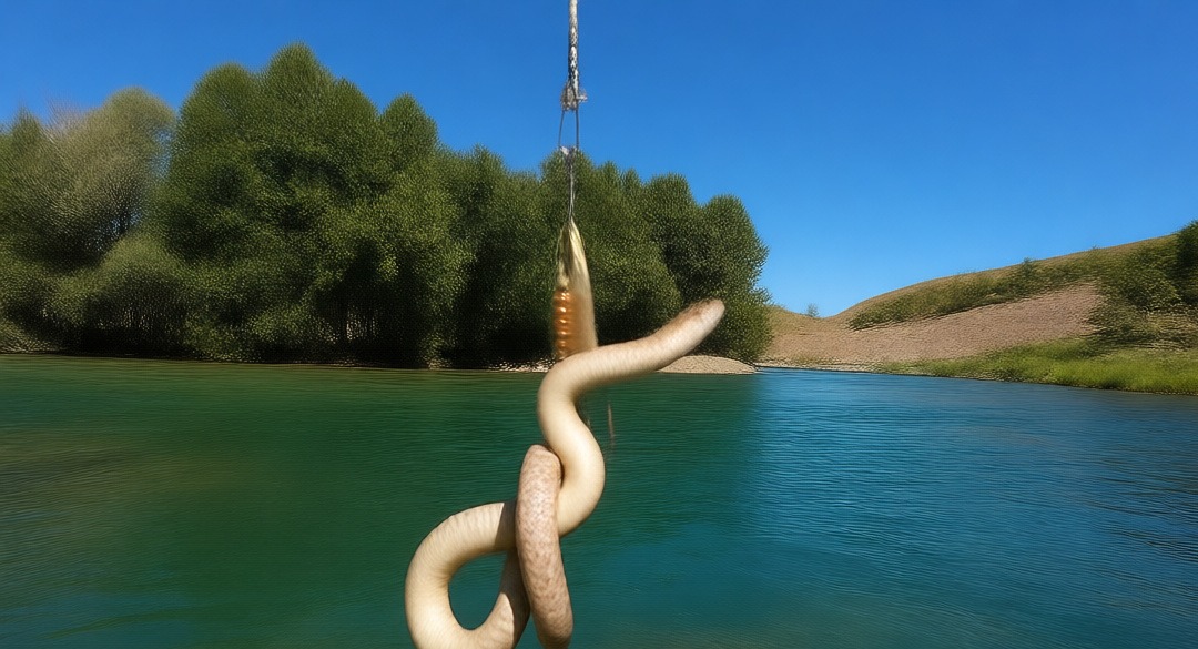 Munzur Nehri'nde balık bekleyen oltaya su yılanı takıldı