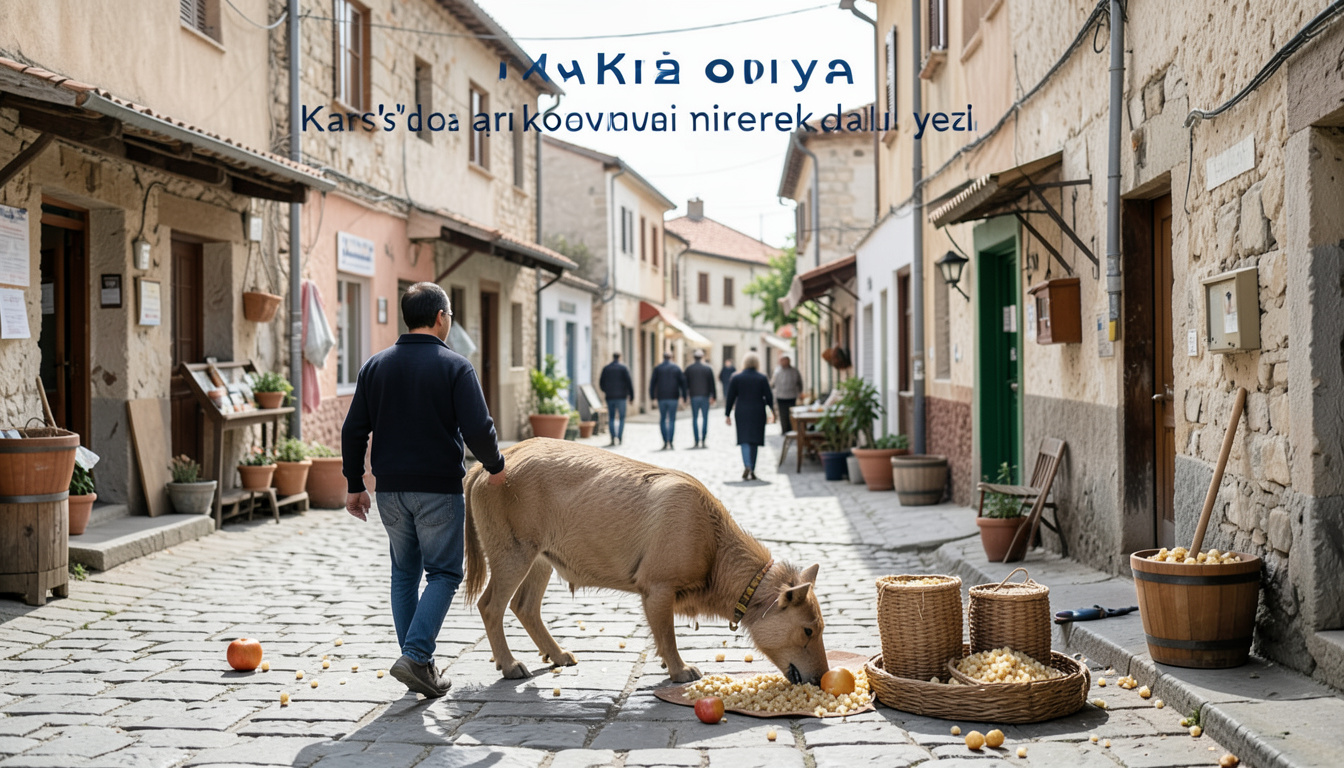 Kars'ta bozayı arı kovanlarını devirerek balları yedi