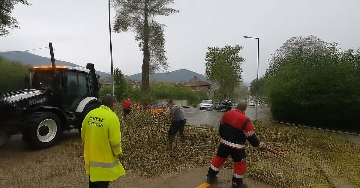 Hatay Yayladağı'nda fırtına park halindeki aracın üzerine ağaç devirdi