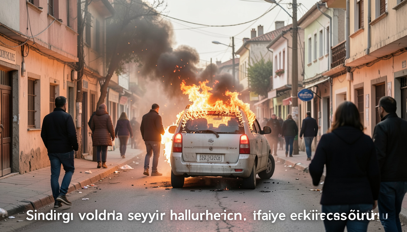 Sındırgı yolunda seyir halindeki araç alevlere teslim oldu