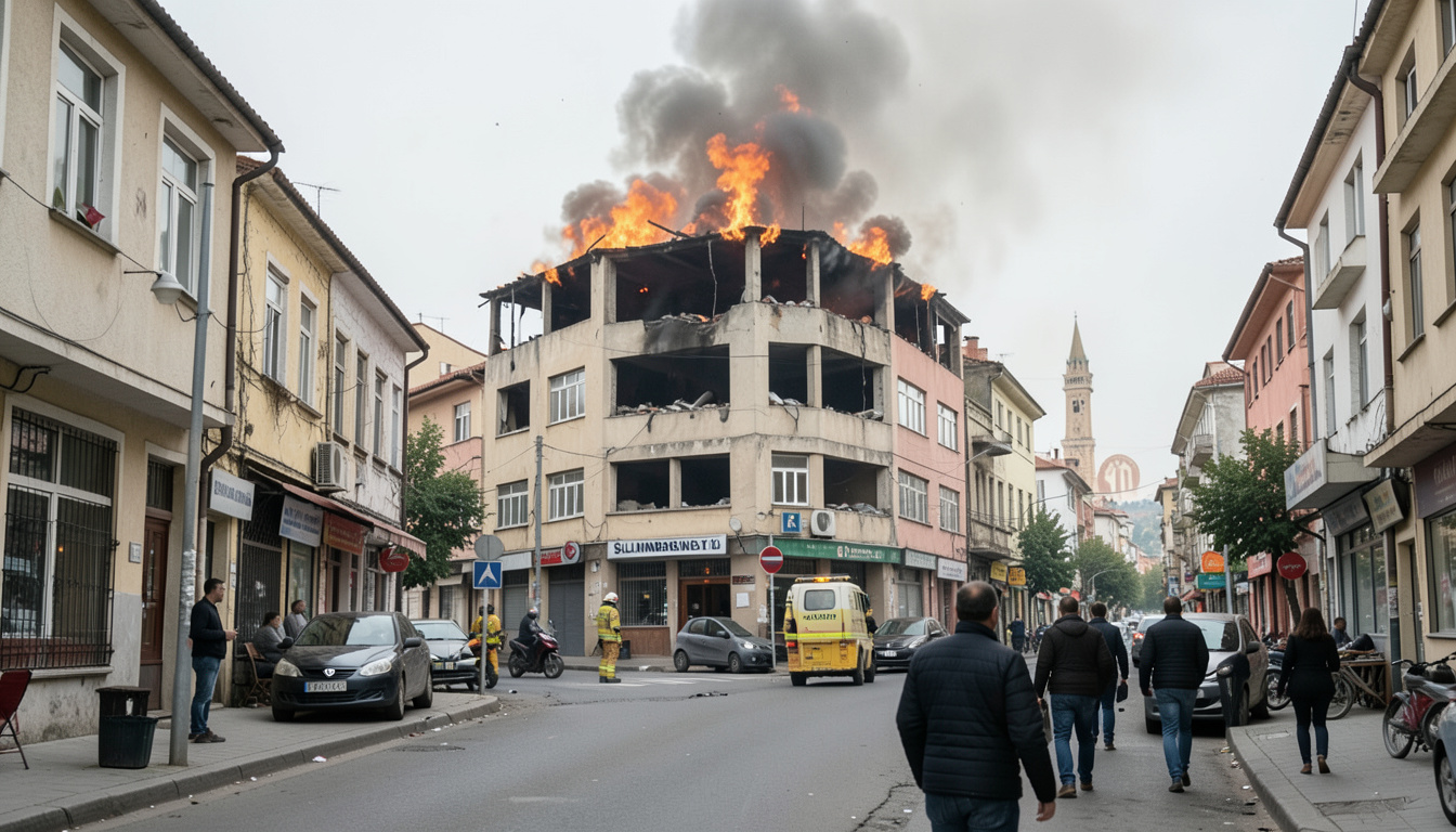 Sultanbeyli'de kentsel dönüşüm için boşaltılan binanın çatısında yangın çıktı