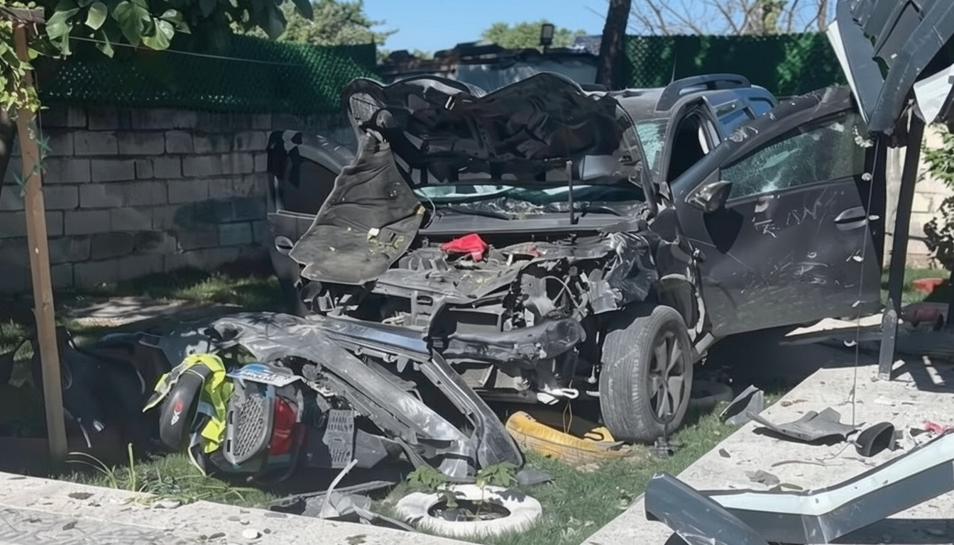 Erzincan'da kontrolden çıkan otomobil evin bahçesine uçtu