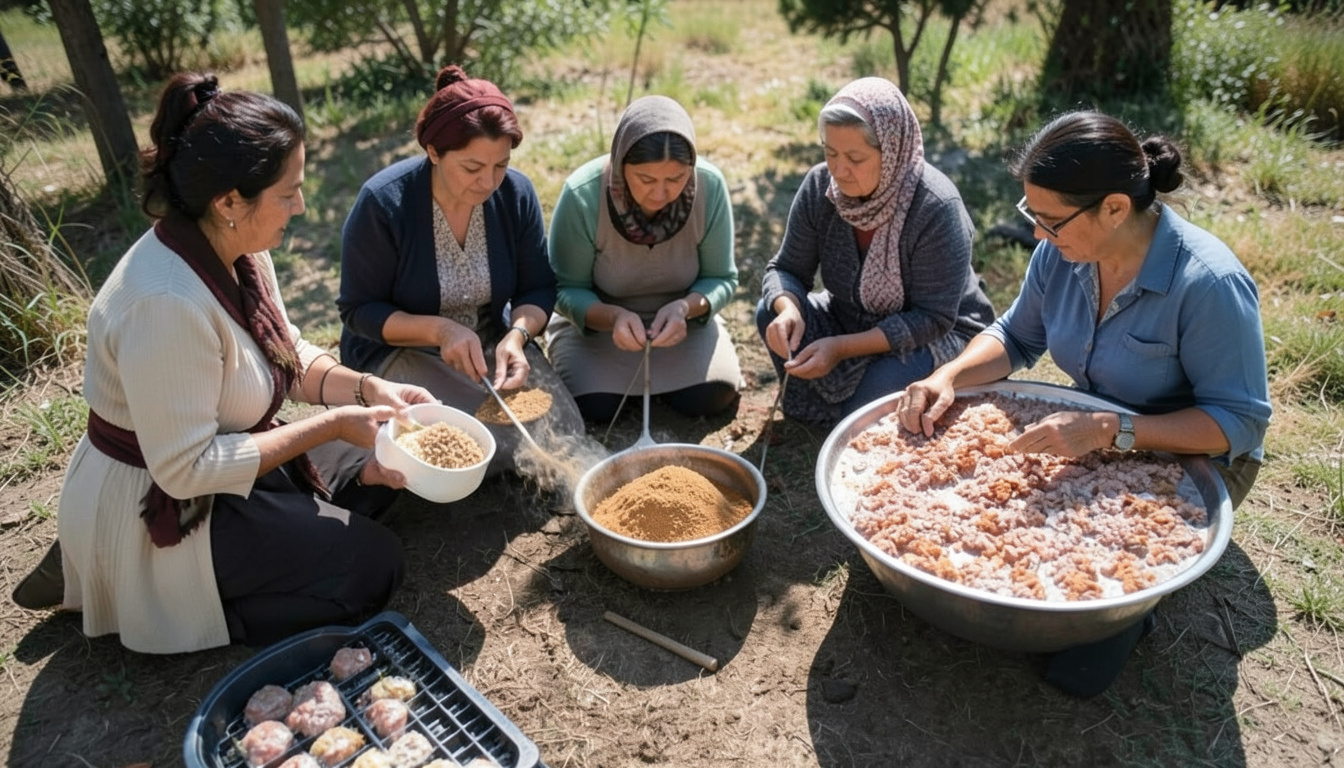 Köşk Başçayırlı kadınlar kışlık tarhana hazırlıkları için bir araya geldi