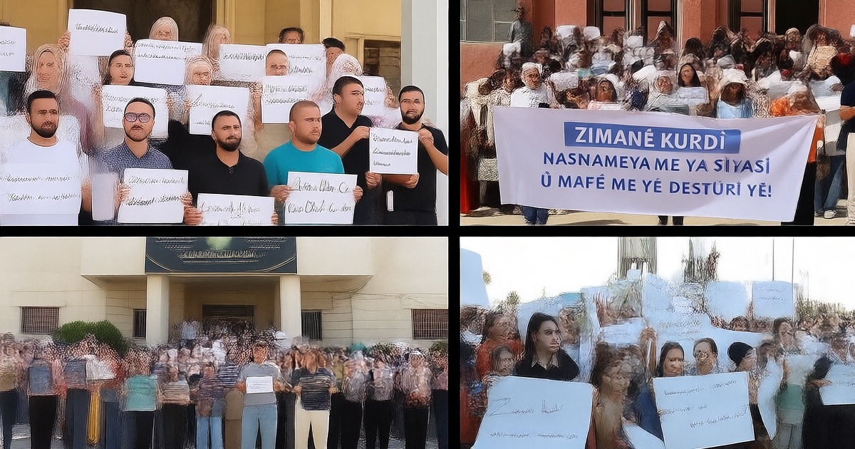 Kuzey ve Doğu Suriye kentlerinde Kürtçe eğitim kararına karşı eylemler yapıldı