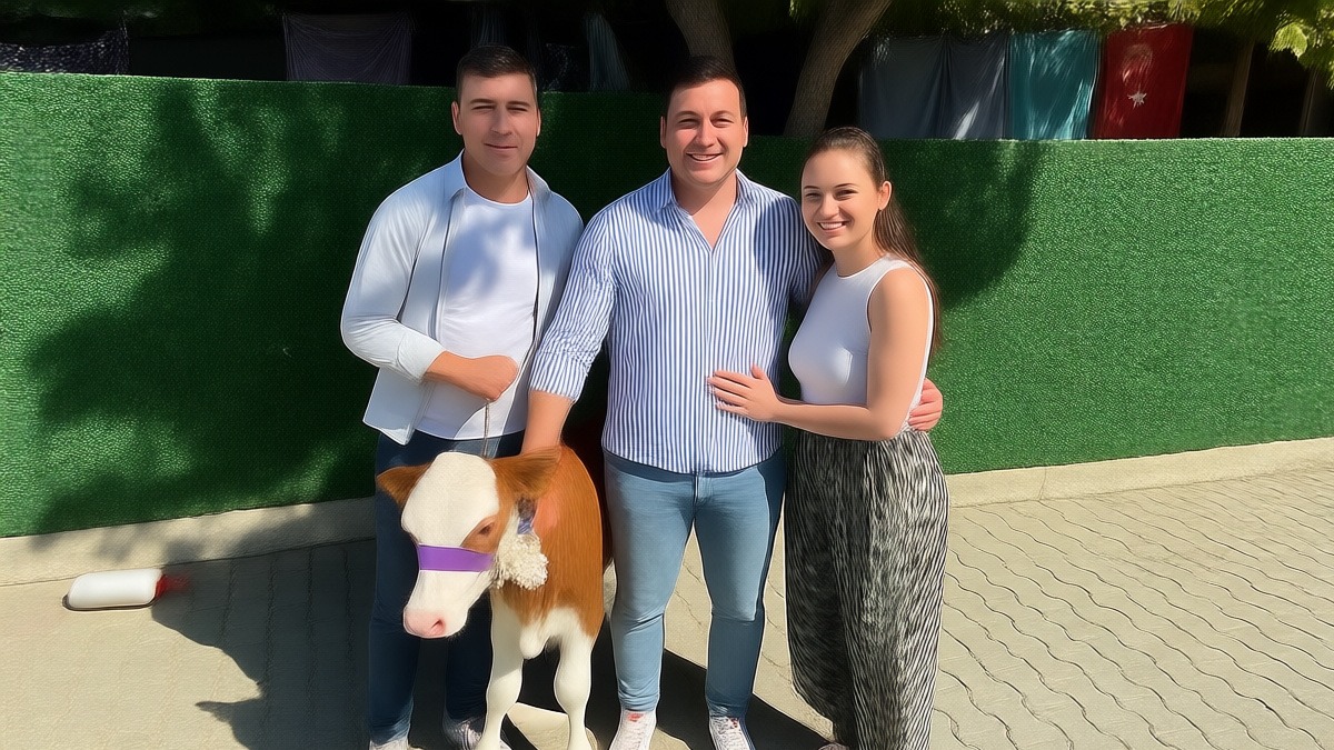 Tekirdağ'daki düğünde damada altın yerine buzağı hediye edildi