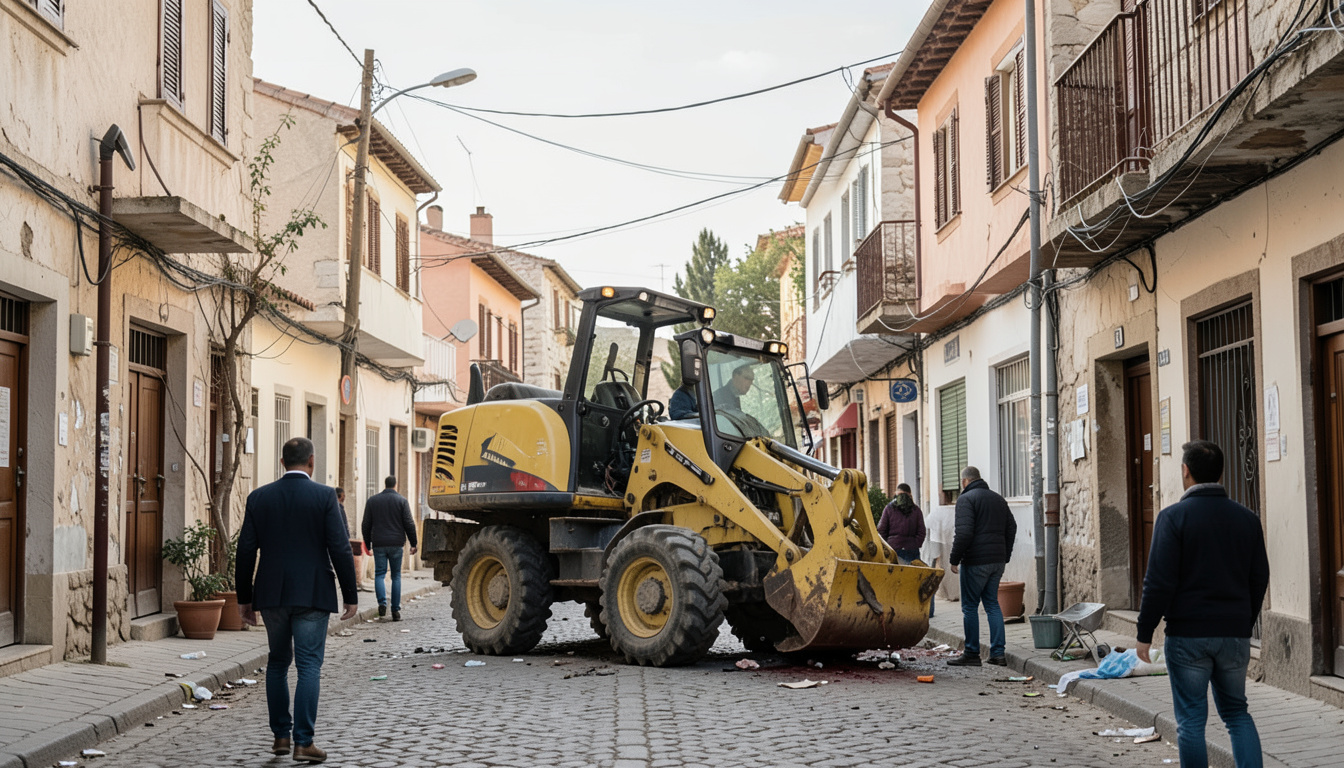 Malatya Darende'de iş makinesi devrildi