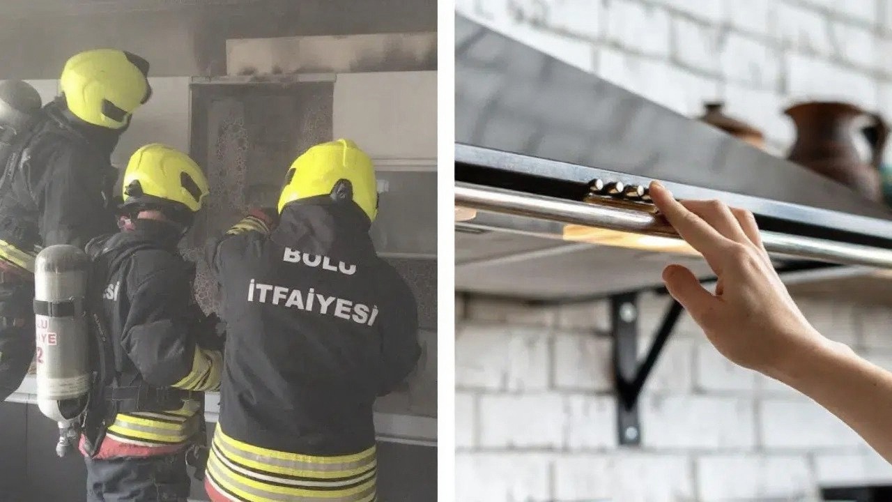 Bolu'da bir evin mutfağındaki aspiratör alev aldı