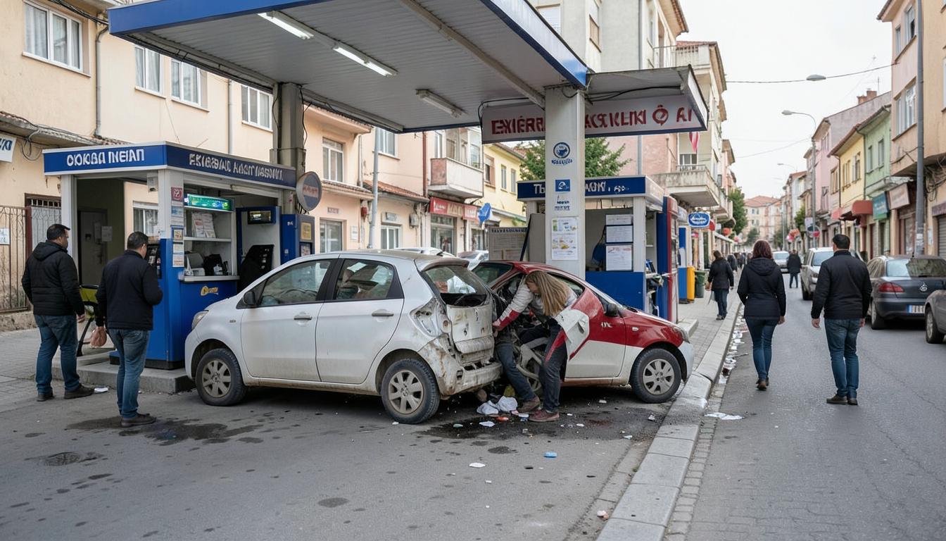 Eskişehir'de akaryakıt istasyonunda otomobilin çarptığı kadın yaralandı