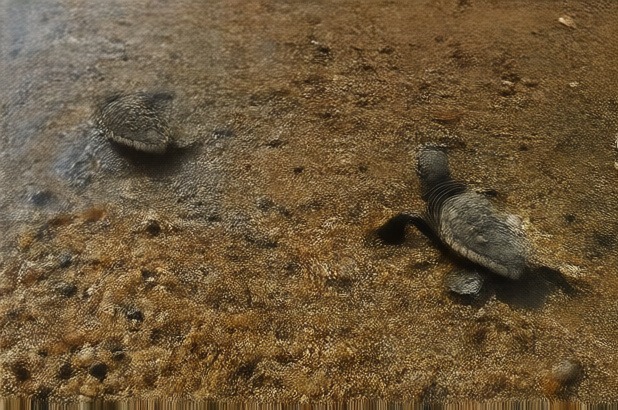 Kuşadası Güzelçamlı sahilinde 60 caretta caretta yavrusu denize ulaştı