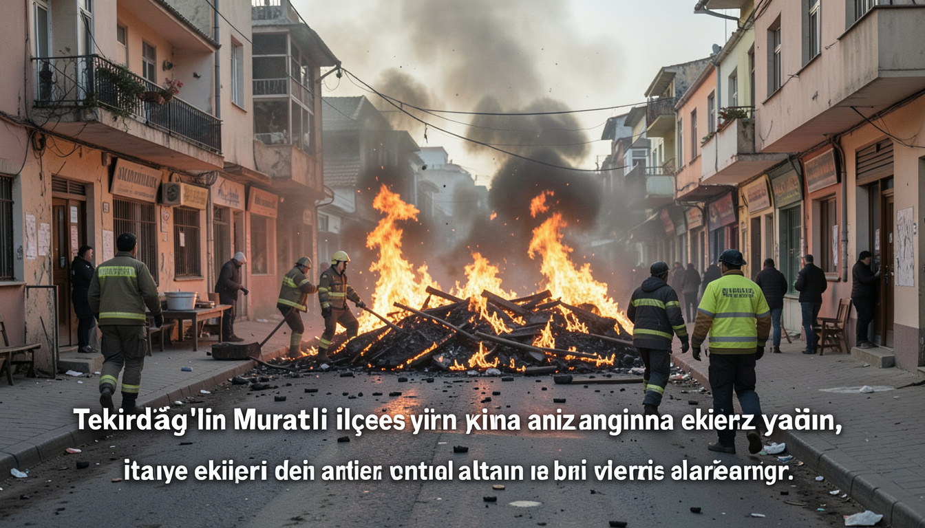 Tekirdağ'ın Muratlı ilçesinde çıkan anız yangınına ekipler müdahale ediyor