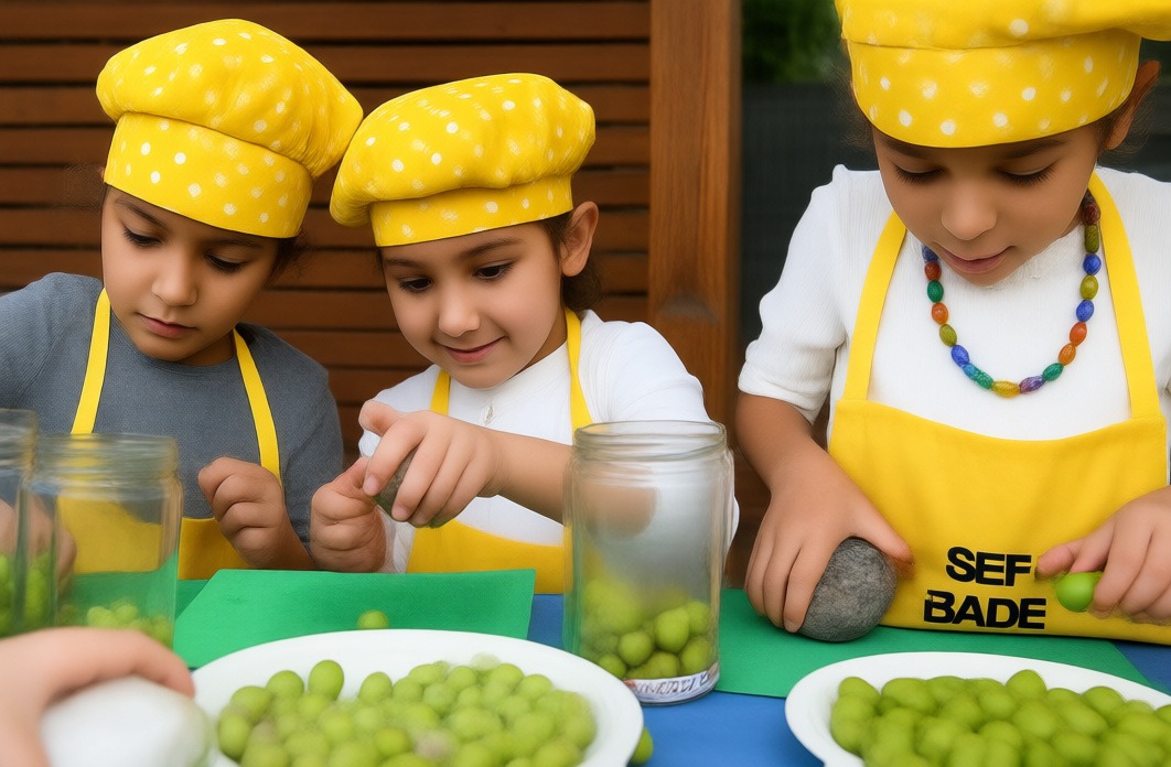 Konyaaltı'ndaki kreş öğrencileri zeytinleri işleyerek olgunlaşmaya bıraktı