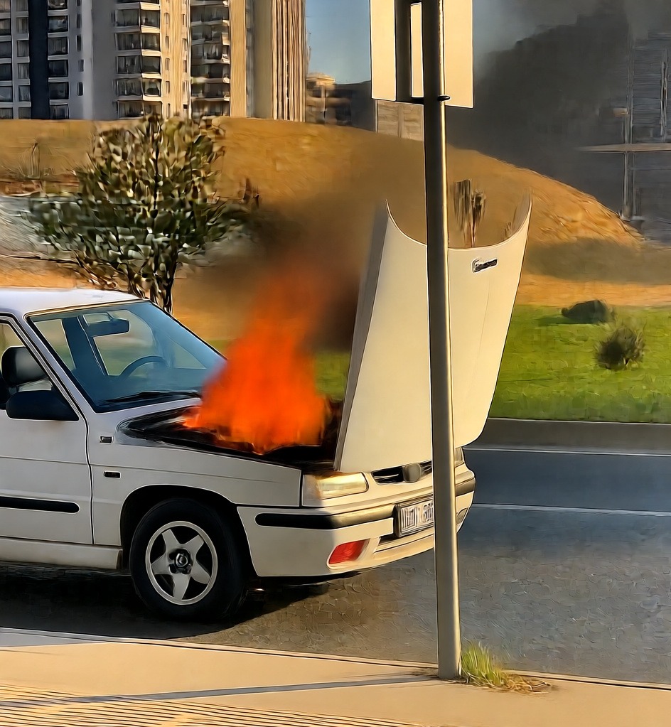 Siirt'te seyir halindeki otomobilde çıkan yangın belediye şoförü tarafından söndürüldü