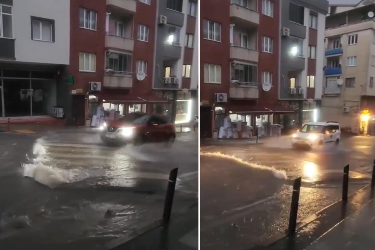 Trabzon'da şiddetli yağış yol kasisini yerinden söküp sürükledi