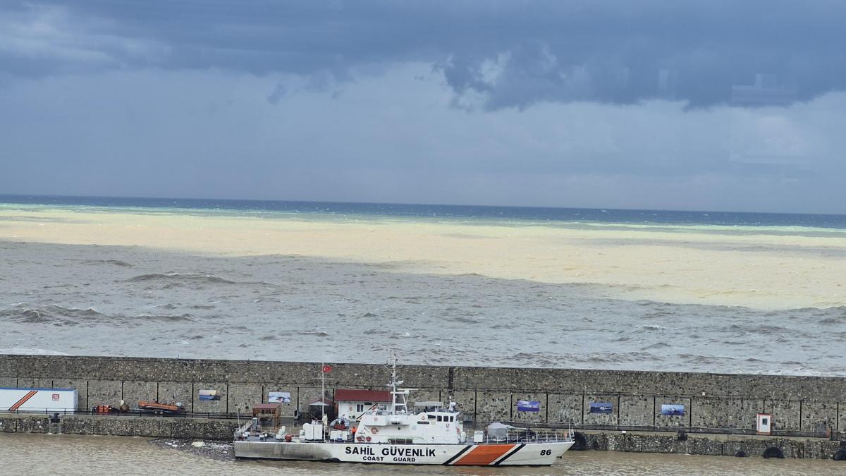 Zonguldak'ta sağanak sonrası derelerin taşıdığı alüvyon denizi kahverengiye döndürdü
