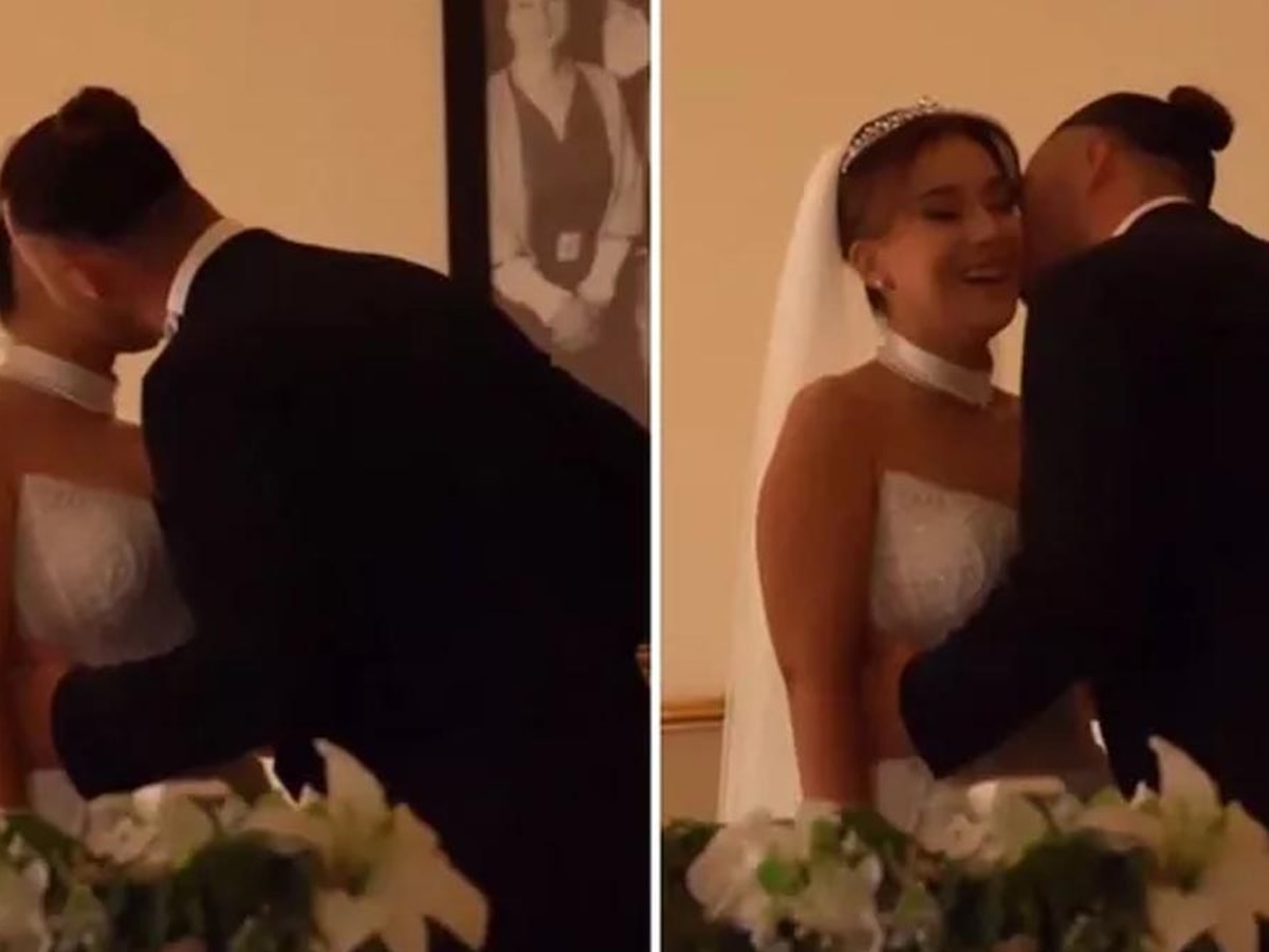 Nikah töreninde yaka mikrofonu açık kalan çiftin diyaloğu salonda yankılandı