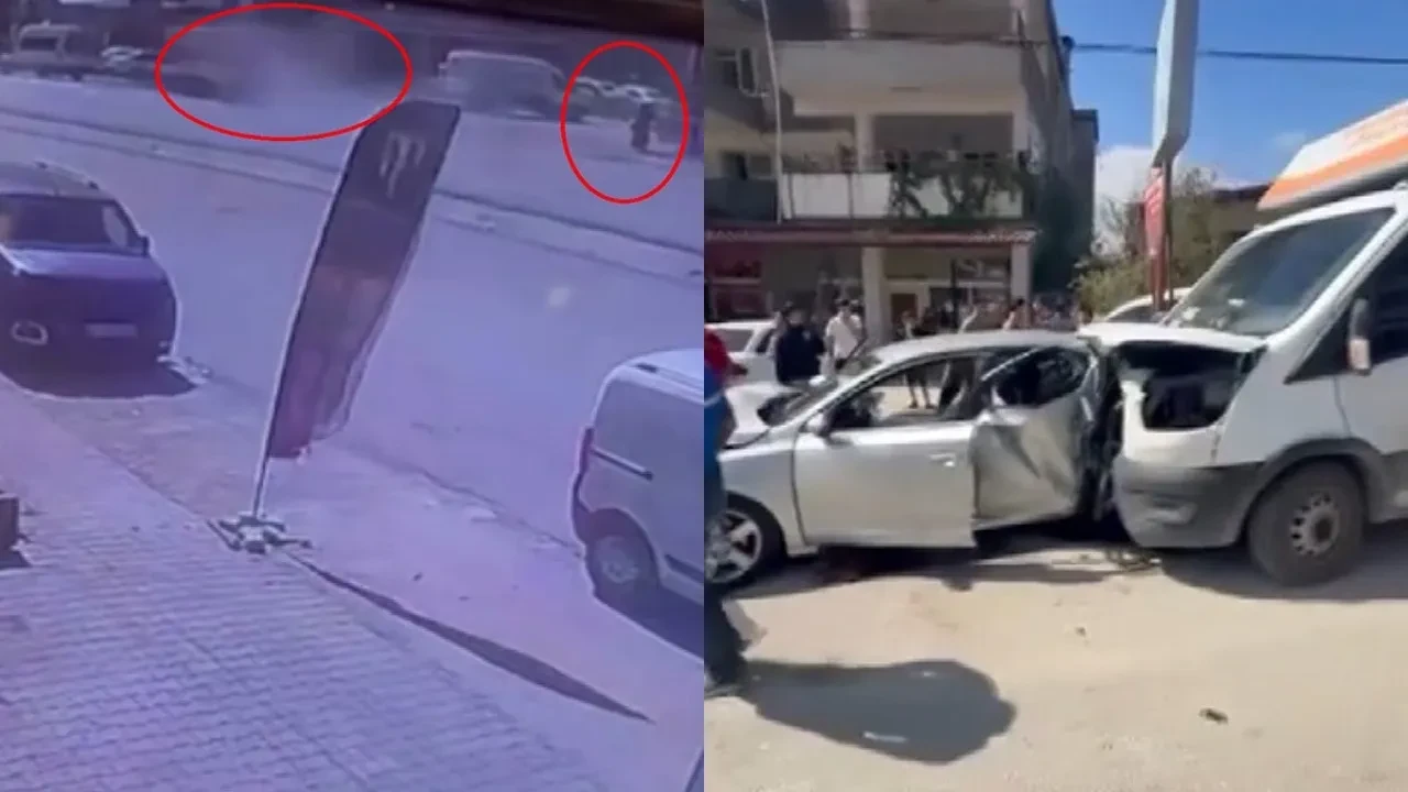 Hatay'da kontrolden çıkan kamyonet park halindeki otomobile çarptı