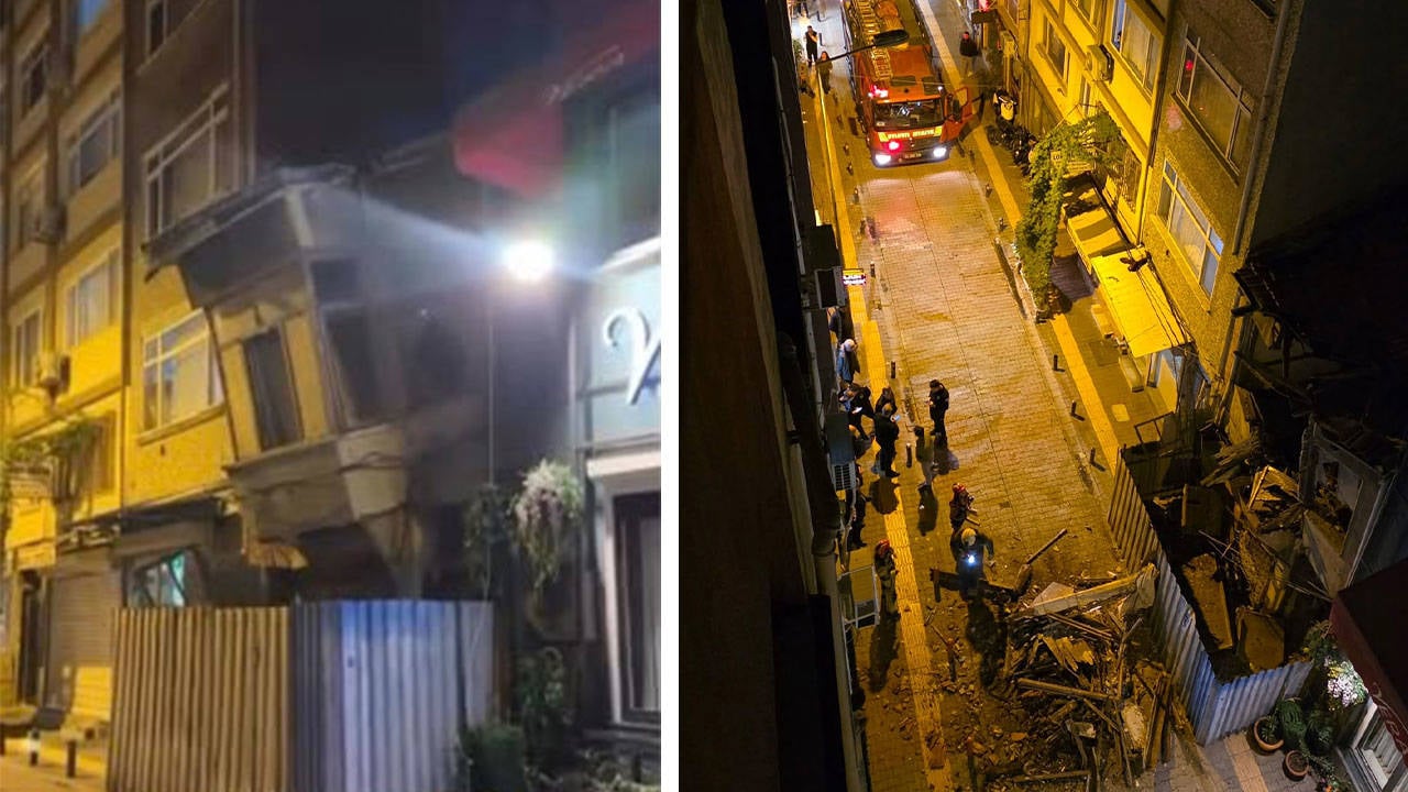 Bakırköy'de metruk binanın üst katı sokağa doğru çöktü
