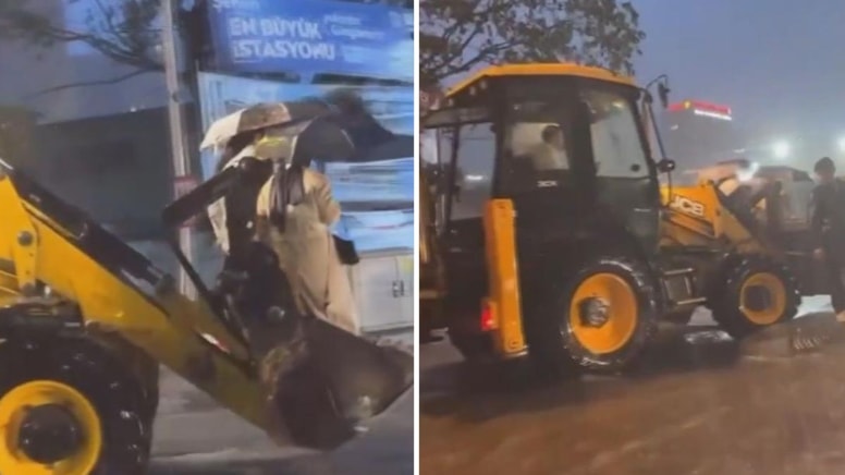 İstanbul Merter'de su baskınında mahsur kalanlar iş makinesiyle kurtarıldı