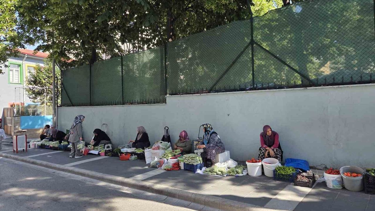 Samsun'da ev kadınları kaldırımlarda bamya satarak geçim sağlıyor