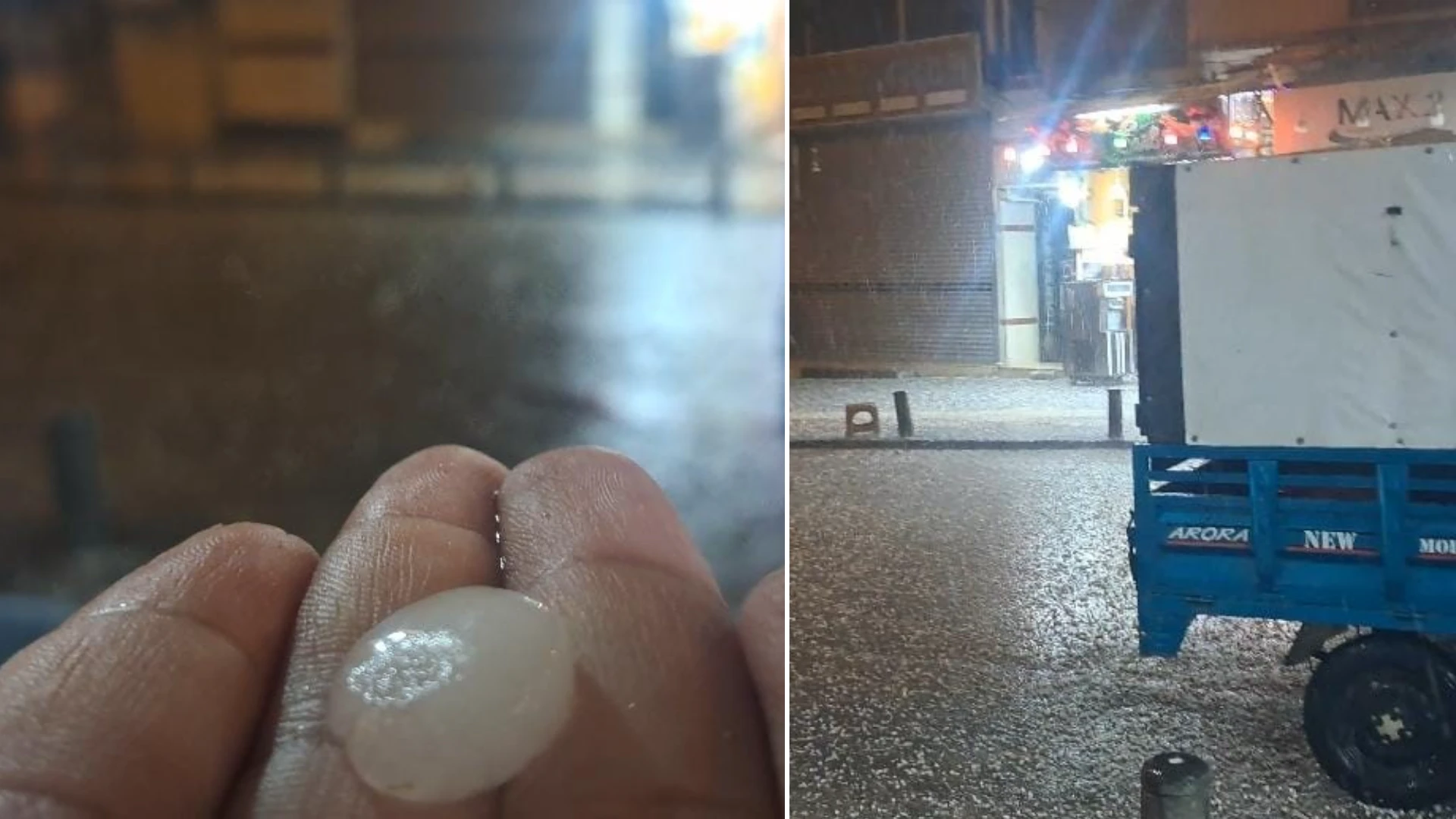 Kilis'te yağmur sonrası bastıran dolu yolları beyaza bürüdü