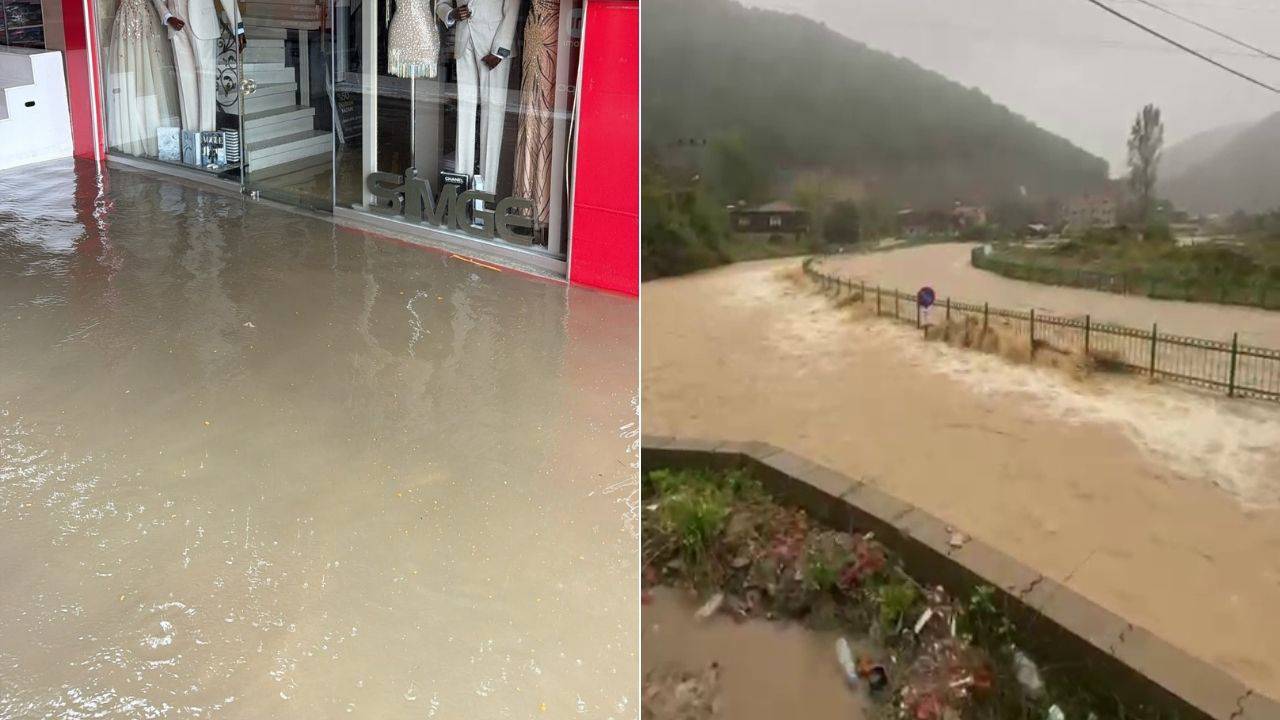 Zonguldak'ta şiddetli sağanak dereleri taşırdı, istinat duvarı çöktü
