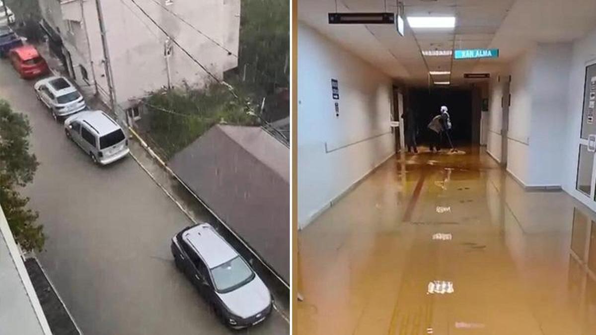 Sarıyer'de sağanak yağış Şişli Hamidiye Etfal Hastanesi'ni su bastı