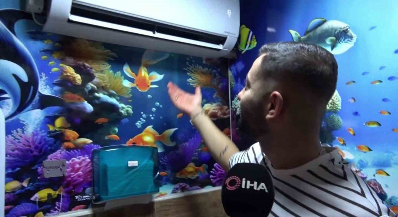Hatay'da esnaftan sıcaklara karşı ilginç çözüm: Tuvalete klima taktırdı