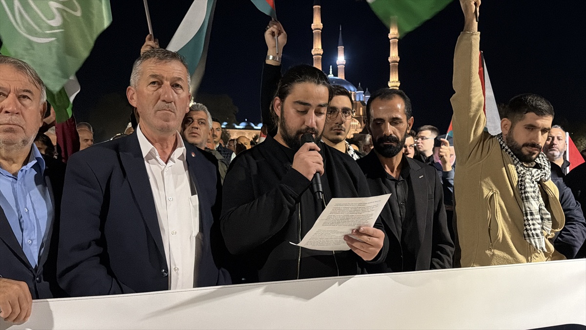 Edirne'de İsrail'in Gazze saldırılarına karşı protesto düzenlendi