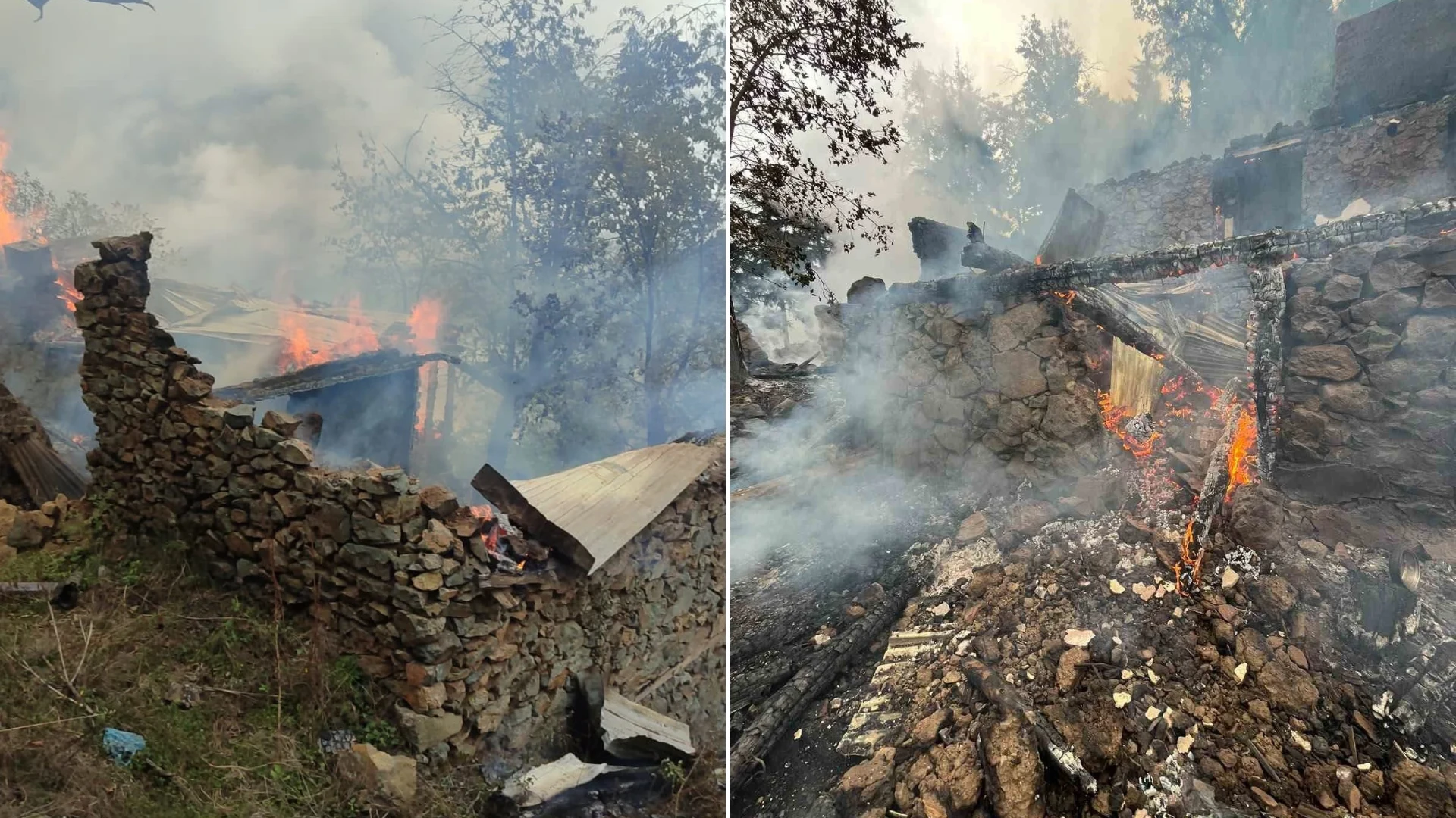 Artvin Yusufeli'de yıldırım düşen evde çıkan yangın söndürüldü