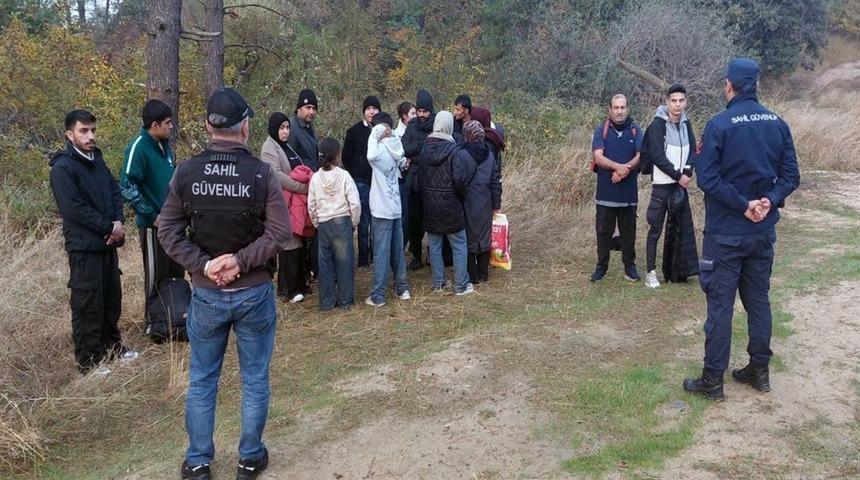 Edirne'nin Enez ilçesinde 18 kaçak göçmen yakalandı