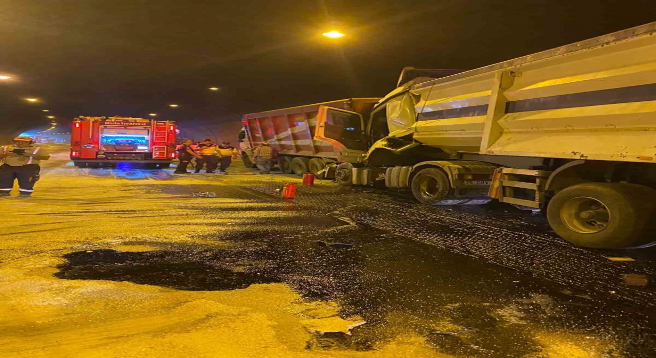 Aydın-İzmir otobanındaki Selatin tünelinde iki tır çarpıştı: 1 yaralı