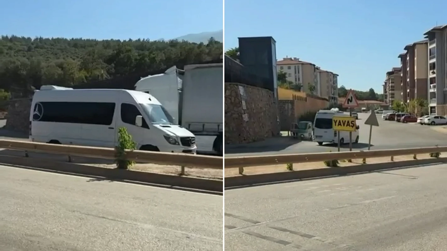 Bursa'da servis minibüsü ters şeride girerek trafiği tehlikeye düşürdü