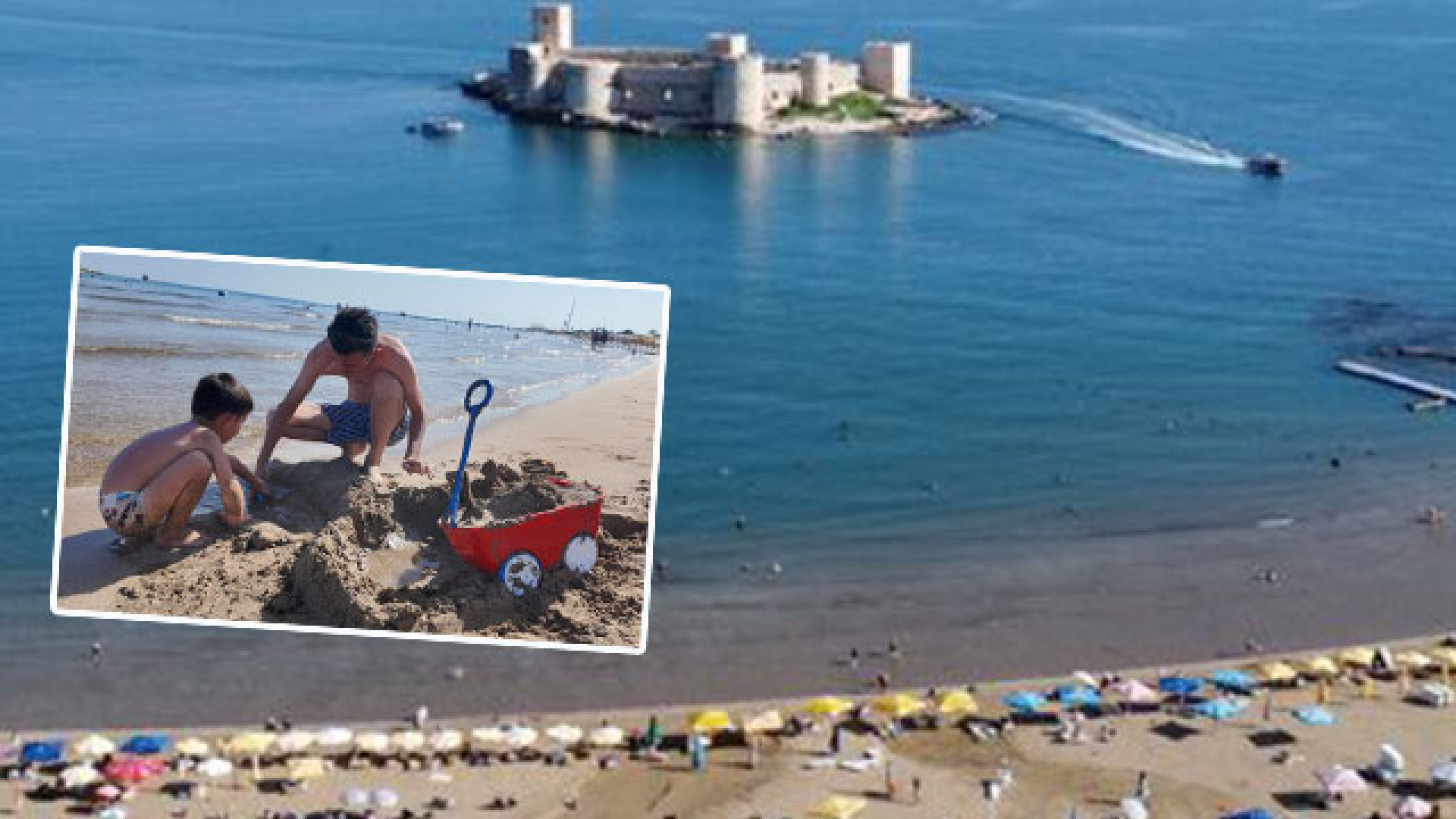 Mersin Kızkalesi'nde artan sıcaklıklarla deniz sezonu devam ediyor