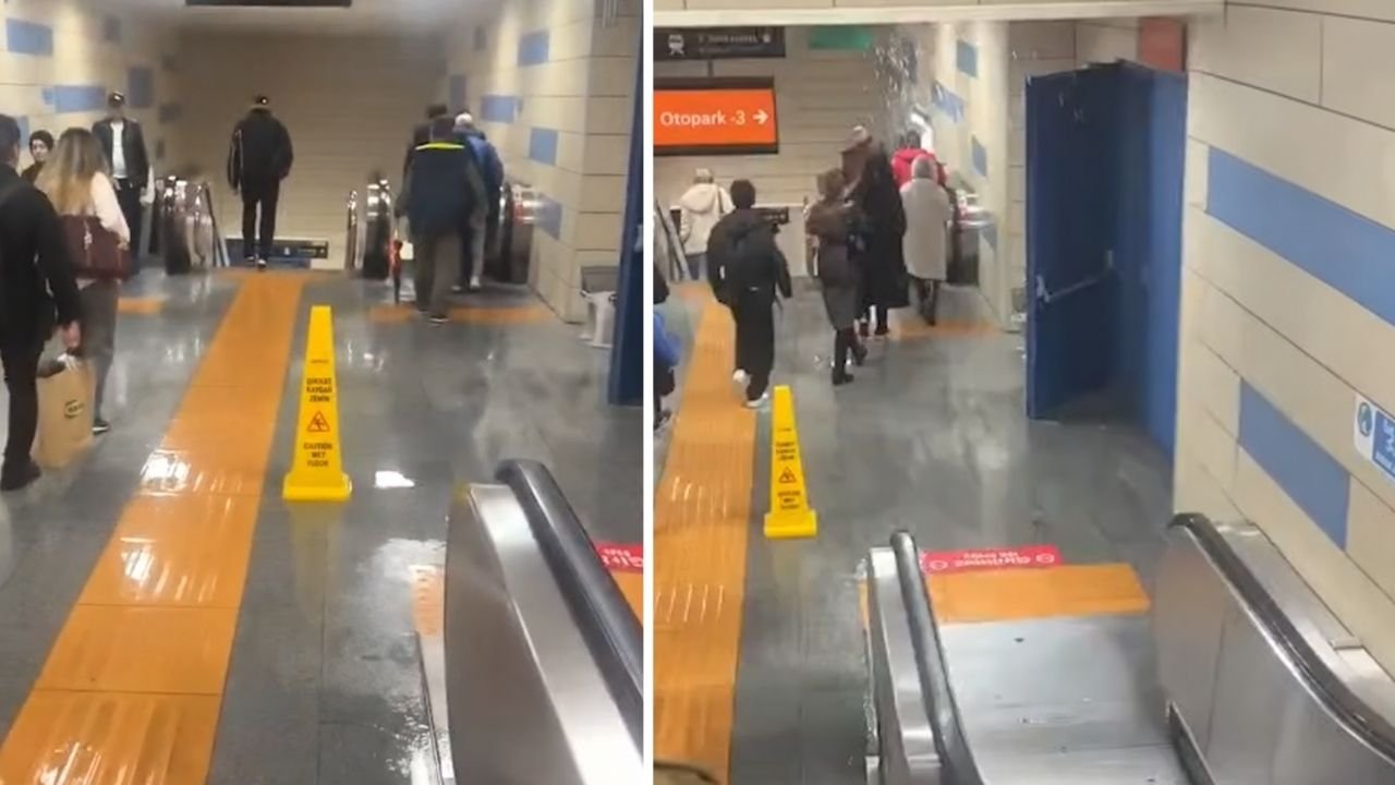 İstanbul Hacıosman metro istasyonunda sağanak nedeniyle su baskını yaşandı