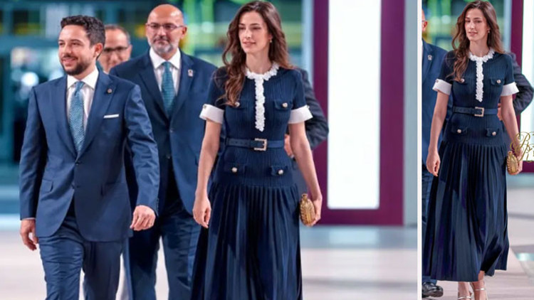 Ürdün Prensesi Rajwa etkinlikte Kate Middleton tarzıyla dikkat çekti