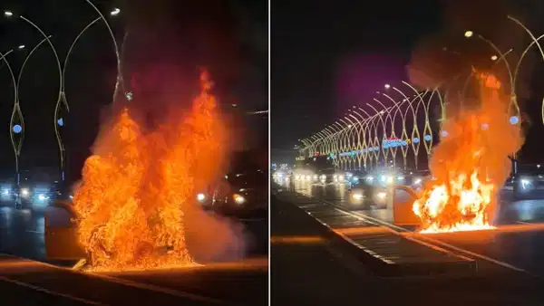 Ankara'da seyir halindeki otomobil alev aldı