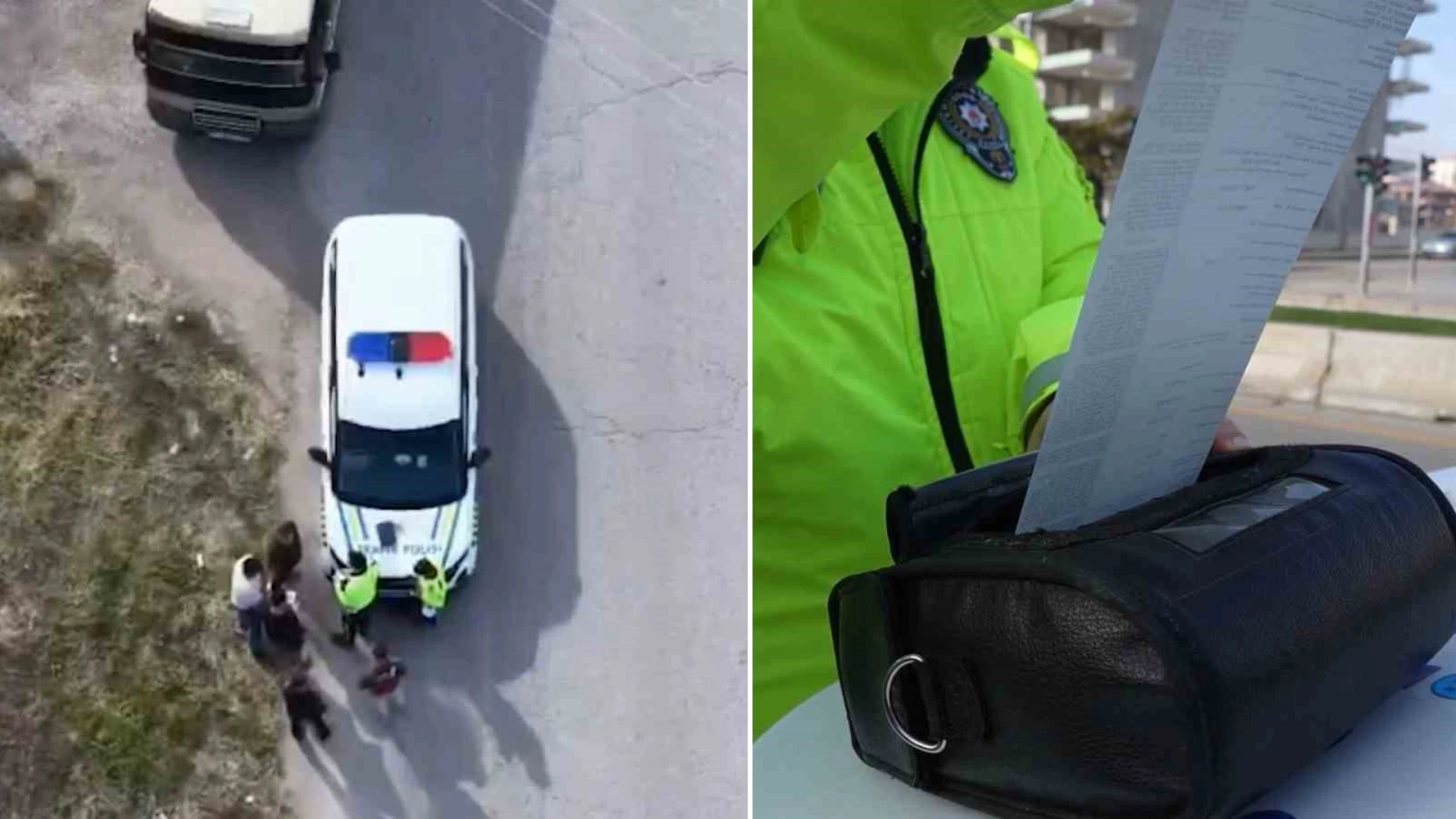 Kırıkkale'de kırmızı ışık ihlali yapan sürücü dron ile takip edildi