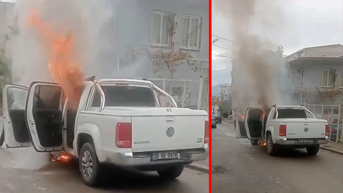 İzmir'de seyir halindeki araçta yangın ve patlama meydana geldi