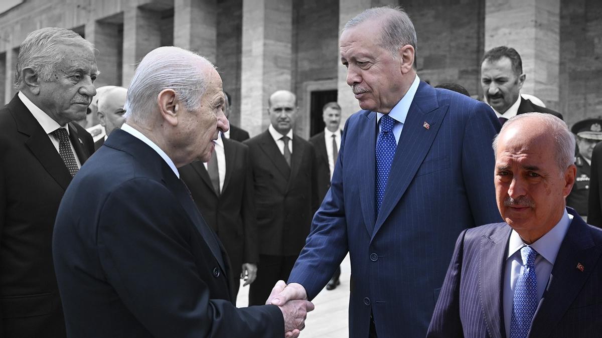 Cumhurbaşkanı Erdoğan, Bahçeli ve Kurtulmuş ile bir araya geldi
