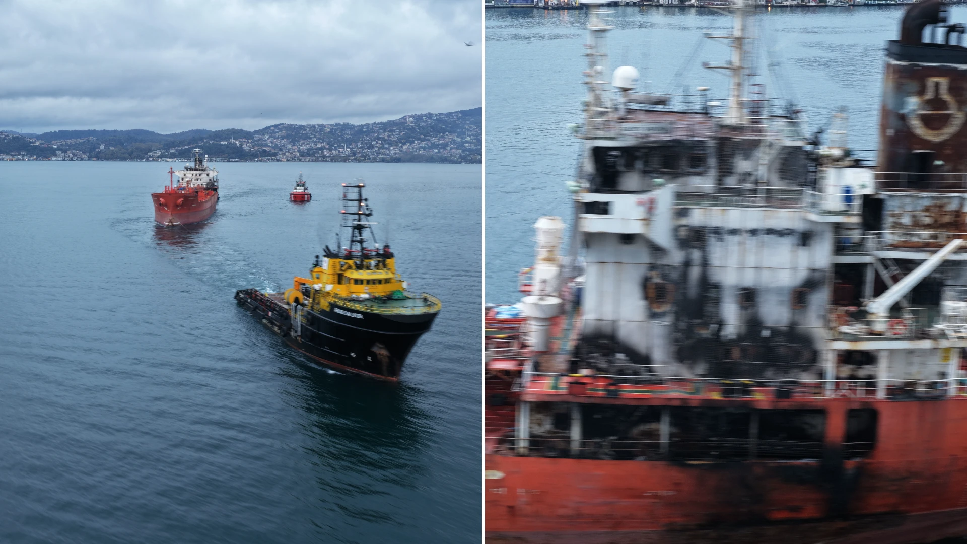 Hasarlı tanker M/T Golden Sapling İstanbul Boğazı'ndan geçti