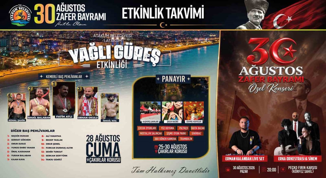 Atakum'da 30 Ağustos Zafer Bayramı kutlamaları çeşitli etkinliklerle yapılacak