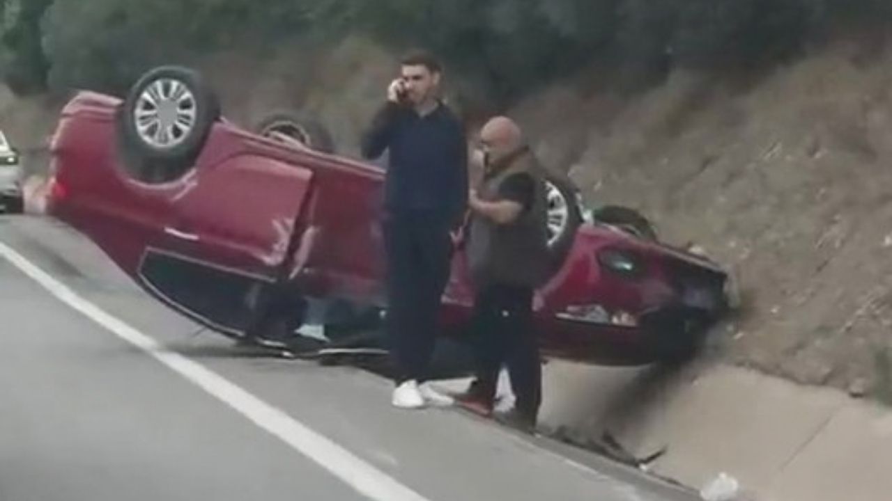 Körfez Hereke mevkisinde otomobil kontrolden çıkarak takla attı