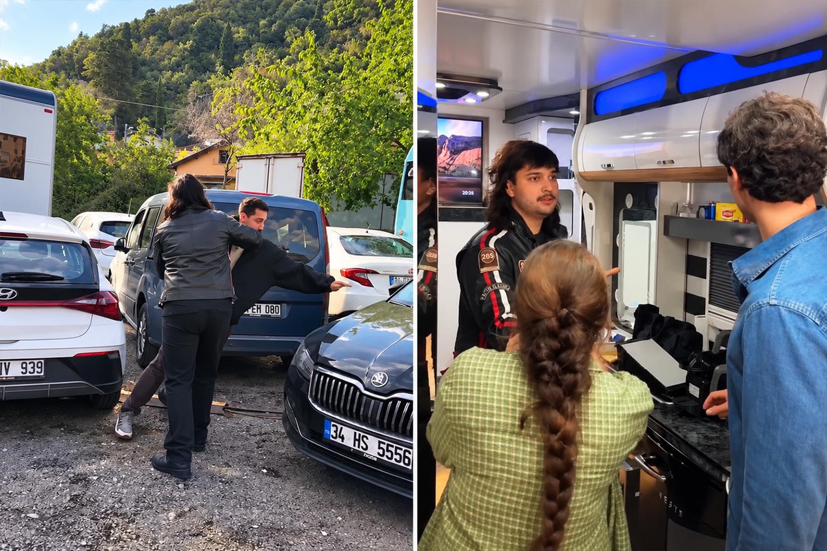 Osman Nejat Özer'den Nurgül Yeşilçay'ın dizi setine mizahi baskın