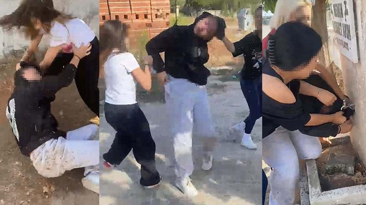 Denizli'de lise öğrencilerinin ortaokul öğrencisine zorbalık görüntüleri