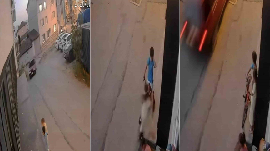Bursa'da drift yapan otomobil çocukların yanından geçerek tehlike yarattı