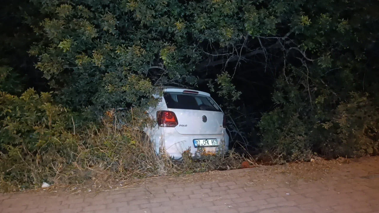 Manavgat'ta kontrolden çıkan otomobil bahçeye uçtu