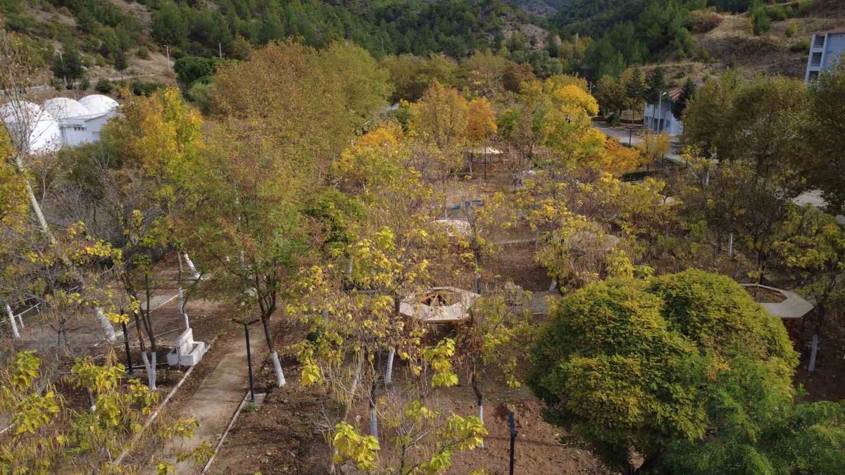 Manisa Demirci'de sonbahar renkleri havadan görüntülendi