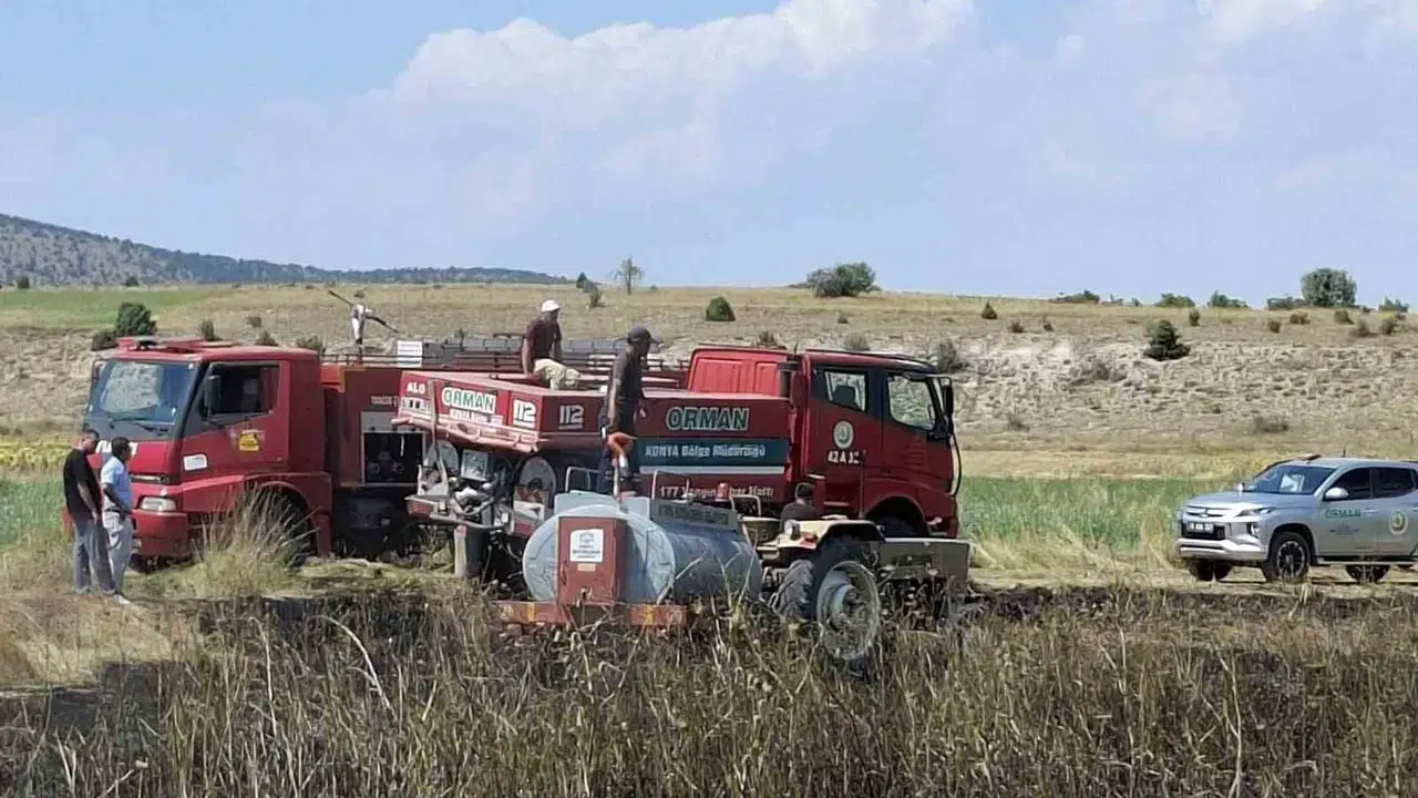 Konya Beyşehir'de iki ayrı arazi yangını ormana sıçramadan söndürüldü